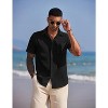 COOFANDY Men's Short Sleeve Button Up Vacation Camp Shirt Summer Beach Wrinkle Free Linen Shirt Big and Tall - 3 of 4
