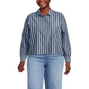 Lands' End Women's No Iron Boxy Cropped Shirt - 1 of 3