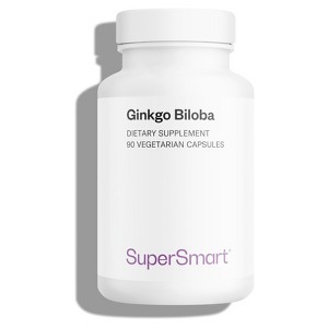 SuperSmart Ginkgo Biloba 180mg per Day - Ginkgo Supplement - 24% Ginkgo Flavonglycosides | Non-GMO & Gluten Free - 90 Vegetarian Capsules - 1 of 1