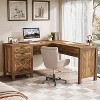 Tribesigns L Shaped Desk with 3 Drawers, 59" Corner Executive Desk Computer Table, Farmhouse Home Office Workstation with File Cabinet - 4 of 4