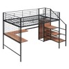 TIRAMISUBEST Twin/Full Size Loft Bed with L-Shaped Desk and Metal Grid, Stylish Metal Loft Bedframe with Lateral Storage Ladder and Wardrobe - 4 of 4