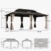 PURPLE LEAF Outdoor Hardtop Gazebo Metal Frame Galvanized Steel Double Roof with Curtains and Nettings for Patio Desk Backyard Bronze - 2 of 4