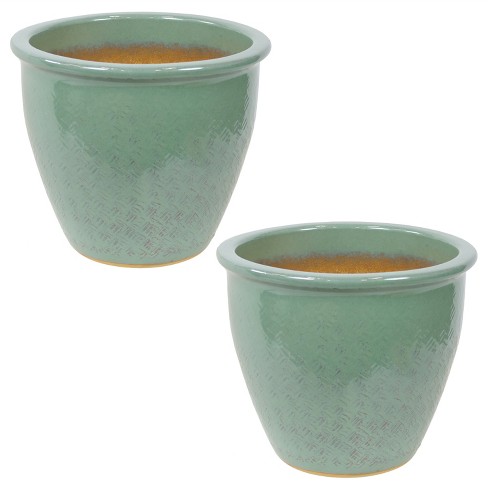 ceramic plant pot green