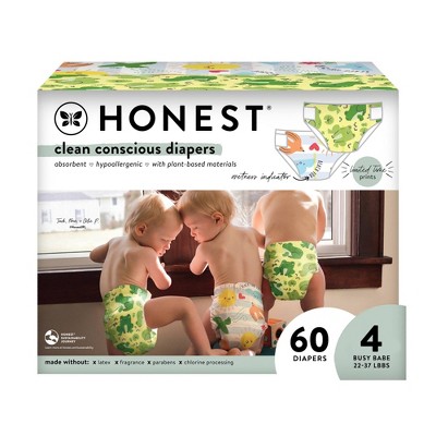 Image of The Honest Company Clean Conscious Disposable Diapers Spread Your Wings & Ur Ribbiting - Size 4 - 60ct