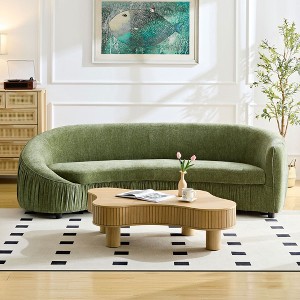 SKRAN 92 Inch Modern Design Curved Shaped Sofa Couch for Living Room,Upholstered Fabric 4-Seat Sofa  for Apartment,Green - 1 of 4