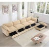 L-Shaped Sectional Sofa with Footstool, 4-Seater Sofa with Pull-Out Storage Drawers, Upholstered Chenille Sofa with Cushion-Coolbibila - 3 of 4