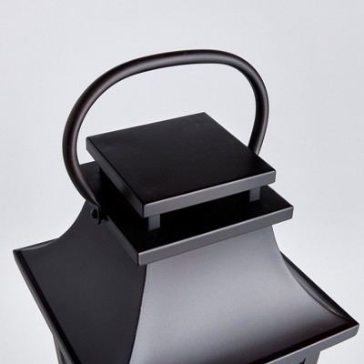 Black Metal and Glass Hanging Candle Lantern