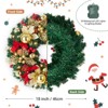 18 inch Lighted Christmas Wreath, Pre-Lit Xmas Wreath with Red Bow, Christmas Decorations, Christmas Wreath for Windows, Wall, Mantel Decoration - 2 of 4