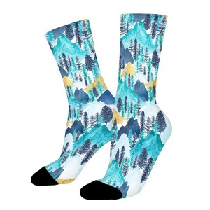 Montains Women Printed Crew Socks Funny Funky Socks Soft Polyester Novelty Gifts for Artists Men - 1 of 1