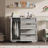 43.3'' Small Wardrobe Closet, Wardrobe Cabinet with Door, 4 Drawers and Handing Rod, Wooden Clothes Cabinet 4 Drawer Dresser - 3 of 4