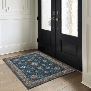 NICETOWN 2'x3' Washable Floral Entryway Rug, Non-Slip Stain