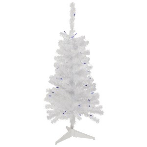 Northlight Pre-Lit Slim Woodbury White Pine Artificial Christmas Tree - 3' - Blue Lights - 1 of 4