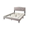 Royal Hampton Full Bed, Light Brown Burlap Upholstery, Padded Headboard - 3 of 4