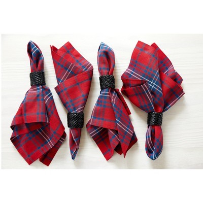 Solino Home Linen Plaid Dinner Napkins | Red Tartan Plaid