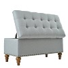 Hrinhom 36.6"W Linen Storage Bench, Wooden Leg Footstool,Ottoman With Rivet Trim - 4 of 4