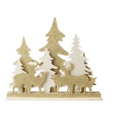 Raz Imports 16.5" Gold and White LED Lighted Deer Silhouette Christmas Tabletop Decor