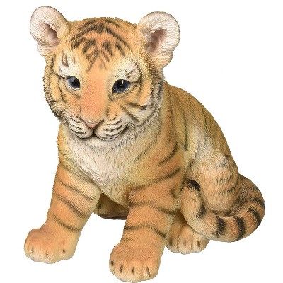 9.5" Polyresin Sitting Baby Tiger Statue Black/Orange - Hi-Line Gift