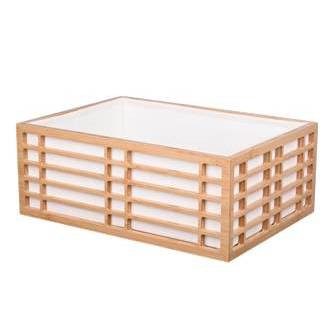 WeThinkStorage Set of 3 Home Storage Organizer Bamboo Bin Medium Ivory