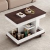 Gulches Adjustable End Table with Wheels - Modern Lift-Top 360¡ãRotating Side Table, Lockable Casters for Living Room Small Space,Brown and White - 4 of 4