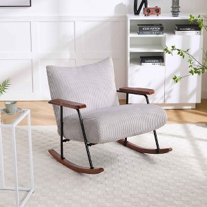 CAVINAS Linen Glider Rocking Chair with Mid-Height Backrest,Upholstered Rocking Chair,Nursery Accent Chair for Bedroom - 1 of 4