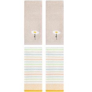 REGALWOVEN 4 Pcs Bathroom Absorbent Cotton Hand Towels - 1 of 4