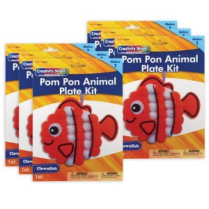 Creativity Street® Pom Pon Animal Plate Kit, Clownfish, 7.5" x 8" x 1", 6 Kits - 1 of 4