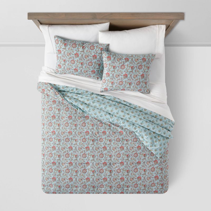 Floral Printed Comforter & Sham Set Light Teal Blue - Threshold™, 3 of 7