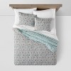 Floral Printed Comforter & Sham Set Light Teal Blue - Threshold™ - image 3 of 4