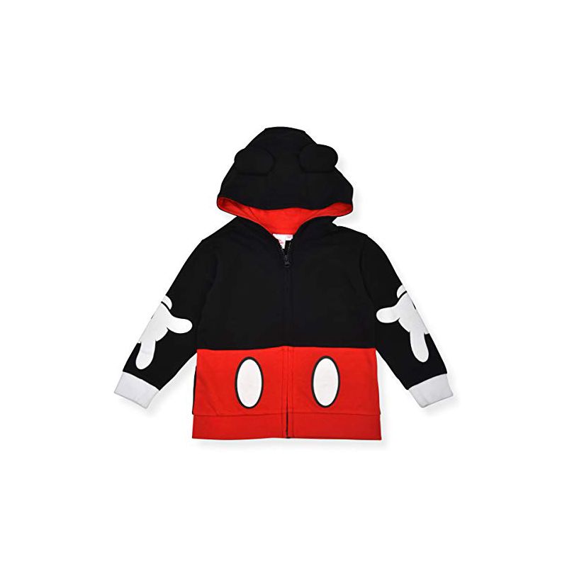 Disney Boy's Mickey Mouse Graphic Printed Zip Up Fashion Hoodie Jacket with Hooded Ears for infant, 1 of 3