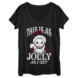 Women's The Nightmare Before Christmas This Is As Jolly as I Get Scoop Neck - 1 of 4