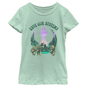 Girl's Star Wars Ewoks Save Our Systems Retro T-Shirt - 1 of 4