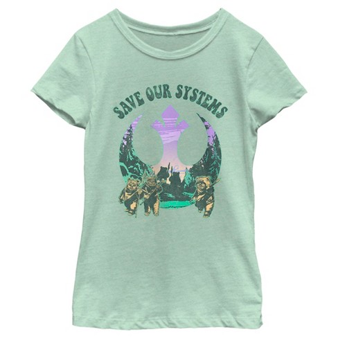 Girl's Star Wars Ewoks Save Our Systems Retro T-Shirt - image 1 of 4