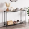 2 Tier Narrow Sofa Table, Small Entryway Table with Engineered Wood Shelf and Metal Frame Long Skinny Behind Couch Behind Couch Table - 3 of 4