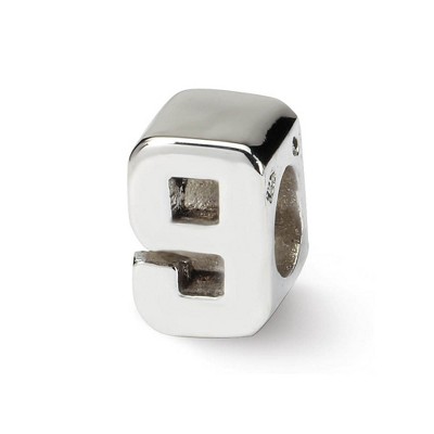 Black Bow Jewelry Sterling Silver Block Style, Number 9 Bead Charm