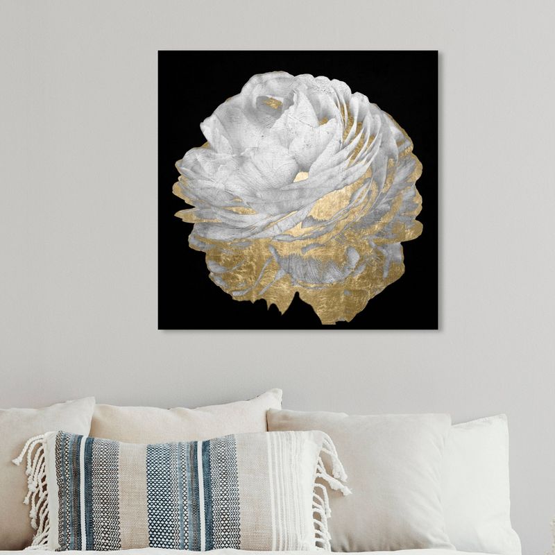 12&#34; x 12&#34; Gold and Light Floral Floral and Botanical Unframed Canvas Wall Art in Black - Oliver Gal, 3 of 6