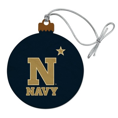 US Naval Academy Primary Logo Wood Christmas Tree Holiday Ornament