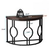 Syemin Console Tables Half Moon Entryway Console Table, Industrial Semi Circle Sofa Table, Wood Accent Table, Brown, 43.31"*13.78"*31.5" - 3 of 4