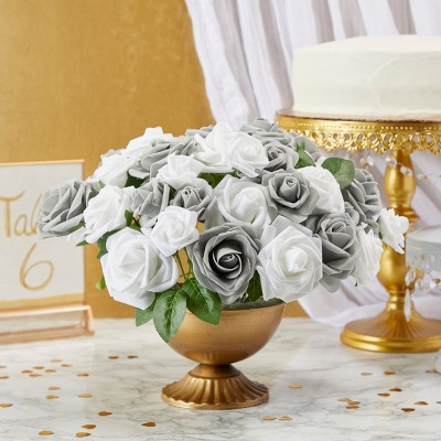 6-Pack Gray Burlap 3-Inch Flower Heads DIY Crafts Rustic Wedding Decor 