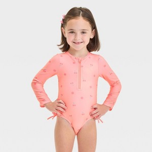 Toddler Girls' Long Sleeve Half Zip One Piece Rash Guard  - Cat & Jack™ - 1 of 3
