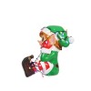 Garden Elements Fiberglass Indoor Christmas Figurine Statue Decor, Elf Boy Playing with Christmas Lights, 24" - 2 of 4