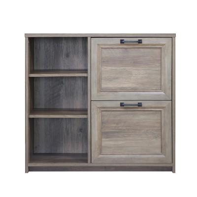 Oak 2-Drawer File Cabinet with 3 Shelves