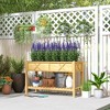 Outsunny Wooden Raised Planter Box, 47 x 22 x 31.5in Raised Flower Bed with Storage Shelf, Drainage Holes and Liner - 3 of 4