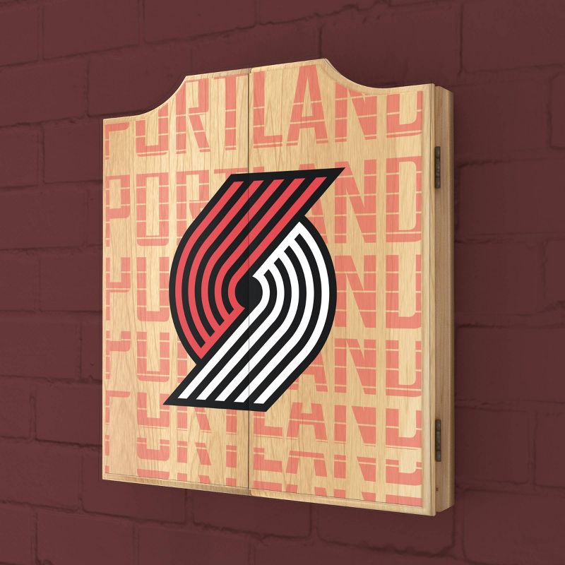 NBA Portland Trail Blazers Dart Cabinet Set with Darts and Bristle Dart Board, 4 of 5