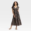 Women's Flutter Short Sleeve Maxi A-Line Dress - Universal Thread™ Black Floral - 3 of 3