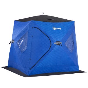 Outsunny 2 Person Insulated Ice Fishing Shelter Pop-Up Portable Ice Fishing Tent with Carry Bag and Anchors for -22℉ - 1 of 4