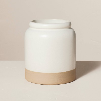 Stoneware Crock Utensil Holder Cream/clay - Hearth & Hand™ With Magnolia :  Target