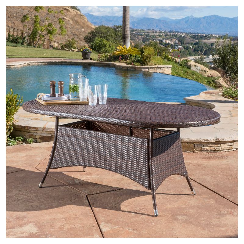 Corsica Oval Wicker Dining Table - Multi Brown - Christopher Knight Home, 4 of 7