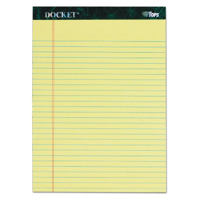 TOPS Docket Ruled Perforated Pads 8 1/2 x 11 3/4 Canary 50 Sheets 6/Pack 63406