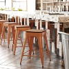 Flash Furniture Kai Commercial Grade 24" High Backless Metal Indoor-Outdoor Counter Height Stool with Poly Resin Wood Seat - 2 of 4