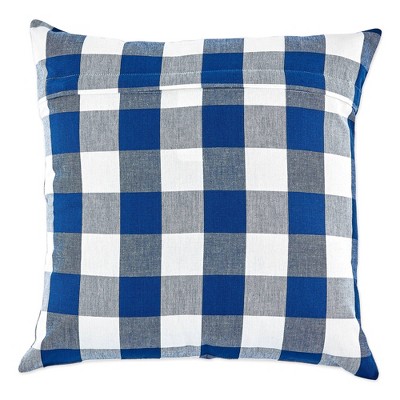 Set of 4 Navy and Off-White Cotton Euro Pillow Covers